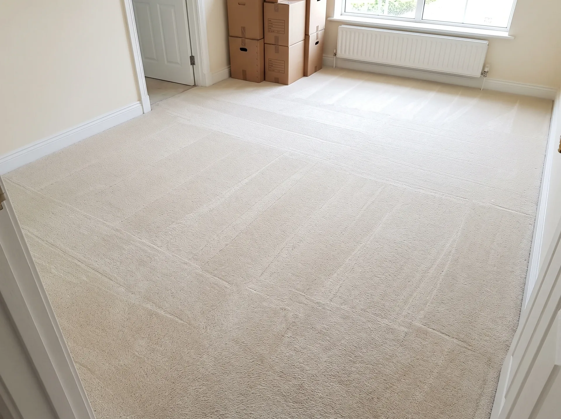 End of Tenancy Carpet Cleaning showing fresh cleaned carpet with visible professional extraction lines